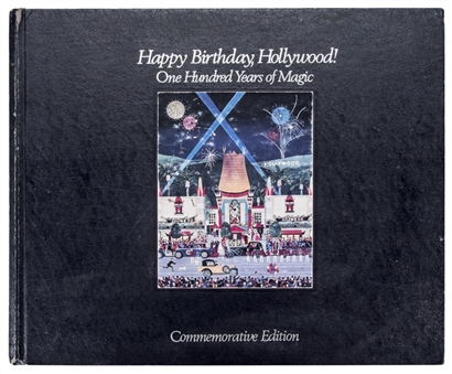 1987 Hollywood Legends Multi-Signed "Happy Birthday Hollywood!- One Hundred Years of Magic" Commemorative Edition Book With 7 Signatures Including Peck, Hope and Stewart (PSA/DNA) 
